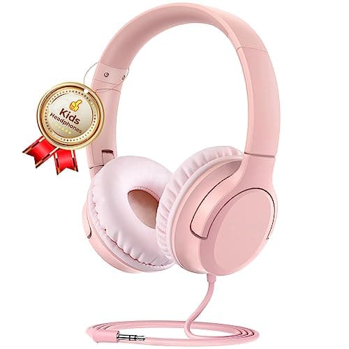 Kids Headphones Volume Limiter 94dB, DyBaxa Safer Foldable Lightweight Over-Ear Wired Headset, Portable On Ear Headphones for Kids School Online...