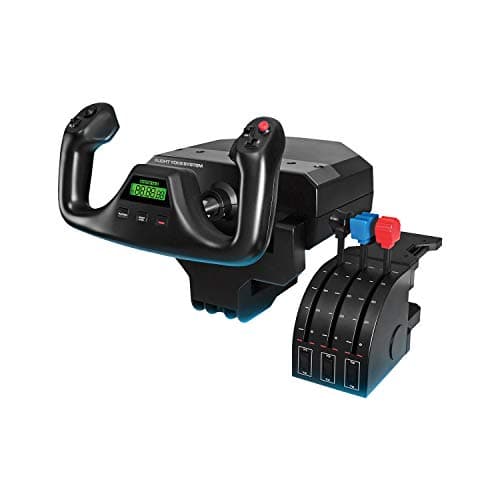 Système de joug de vol Logitech G PRO, joug de simulation professionnel et quadrant d'accélérateur, 3 modes, 75 commandes programmables, boutons configurables, acier...