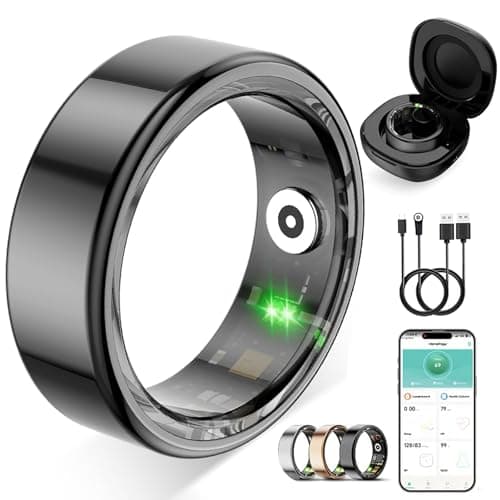 Bague intelligente pour femmes et hommes, cadeaux d'anniversaire pour femmes et hommes - Tracker de santé et d'activité avec fréquence cardiaque, surveillance du sommeil/suivi des mouvements, étanche et non...