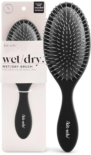 Brosse à cheveux démêlante Kitsch pour cheveux mouillés et secs, cheveux bouclés ou raides, brosse démêlante avec brosse à cheveux flexible Bris...