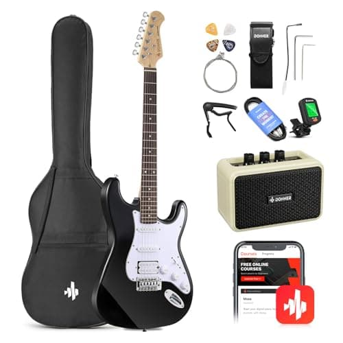Donner DST-100 39 Inch Electric Guitar Beginner Kits Solid Body Electric Guitar Kit Package HSS Pickup with All Accessories Amplifier, Bag, Tuner,...