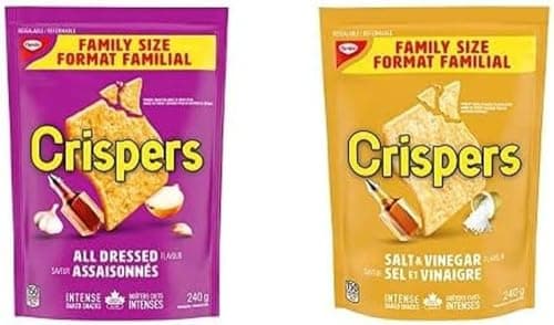 Crispers All Dressed 240g Snack de rentrée scolaire avec sel et vinaigre 240g Snack de rentrée scolaire