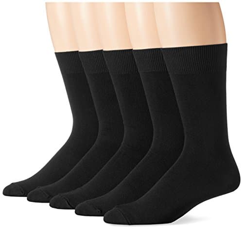 Amazon Essentials Lot de 5 chaussettes habillées unies pour hommes, noir, pointure : 8-12