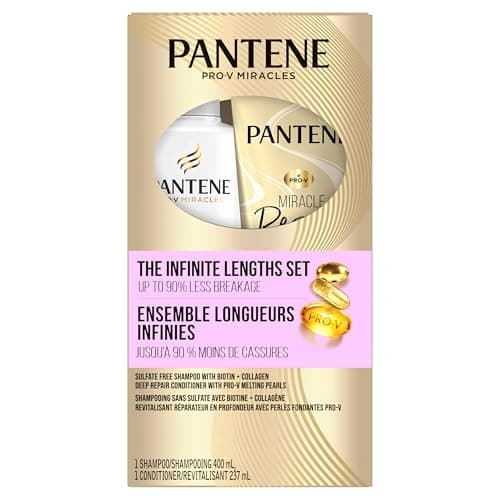 Pantene Shampoing Pro-V Miracles Infinite Longueurs sans sulfate à la biotine et au collagène, 400 ml et revitalisant réparateur en profondeur Miracle Rescue, 237 ml
