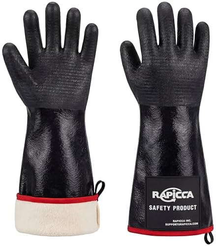 Gants de barbecue RAPICCA, gants de four, fumeur, gril, barbecue de cuisson, manipulation des aliments chauds directement sur votre friteuse, gril ou four. Imperméable, résistant à la chaleur,...