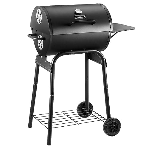 Charcoal Grills Outdoor BBQ Barbecue Grill, Barrel Charcoal Grill with Side Table, with Nearly 500 Sq.In. Cooking Grid Area, Outdoor Backyard...