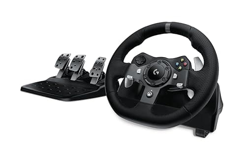 Volant et pédales de course Logitech G920 Driving Force, retour de force réel, palettes de changement de vitesse en acier inoxydable, housse de volant en cuir pour...