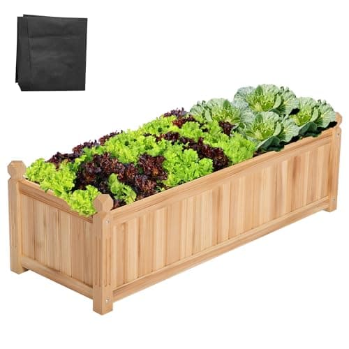 VIVOSUN 3.6 x 1.3Ft Wooden Raised Garden Bed, 43.5 x 16 x 14 Inches, Outdoor Wood Planter Box with Screwdriver and a Liner for Gardening, Patio,...