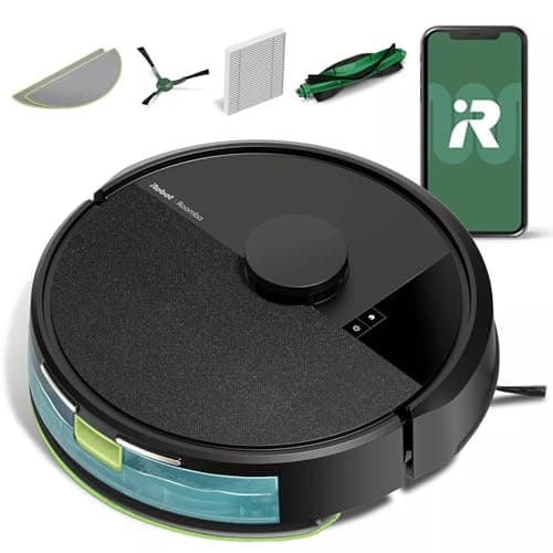 Robot aspirateur et vadrouille combiné Roomba 105 - Facile à utiliser, aspiration puissante et intense, navigation LiDAR, plusieurs modes de nettoyage, évite le nettoyage...