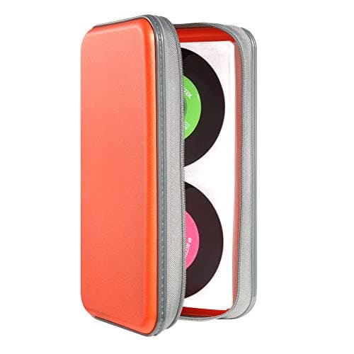 Étui pour CD, capacité 96, boîtier DVD portable, boîtier en plastique rigide, organisateur de CD, portefeuille de protection, stockage de DVD (Orange, capacité 96)