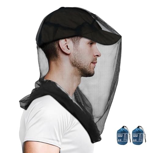 Mosquito Head Net for Insects, 2 Pack, Premium Bug Net for Head, Fly & Bug Protection | Ultra Large & Long, Finest Holes for Camping, Hiking,...