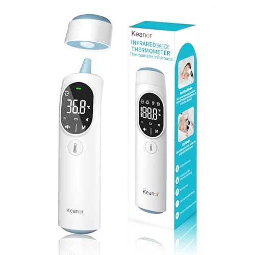 Thermomètre Thermomètre frontal et auriculaire, Thermomètre infrarouge numérique, Thermomètre pour bébé, Précis, Mesure 1 s, Mémoire de 40 réglages, Mode muet, Écran LED...
