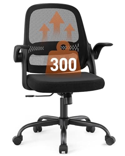 LukkDys Ergonomic Mesh Office Chair with Flip-Up Arms, Adjustable Height, Breathable Mesh Back & Thick Cushion Seat, 360° Swivel Rolling Computer...