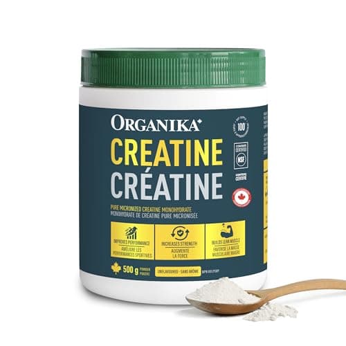 Organika Canadian-Made Creatine Powder - Pure Micronized Creatine Monohydrate - NSF Certified - Supports Strength, Muscle, Recovery and Performance...
