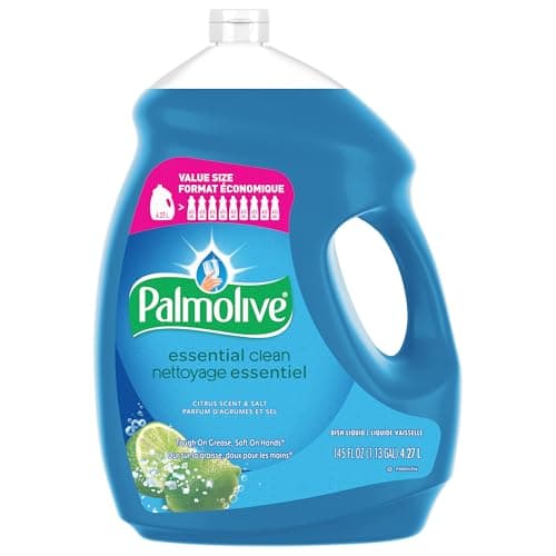 Palmolive Essential Clean Dish Soap Original & Citrus Scent + Salt Bundle, Grease Cutting Liquid Dish Soap, Biodegradable Formula, 4.27 L Each, 2 Pack