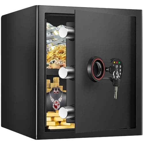 2.0 Cub Large Home Safe, Anti-theft Safe Box with Dual Alarm System, Programmable Keypad, Spare Keys and Removable Shelf, Digital Security Safe for...