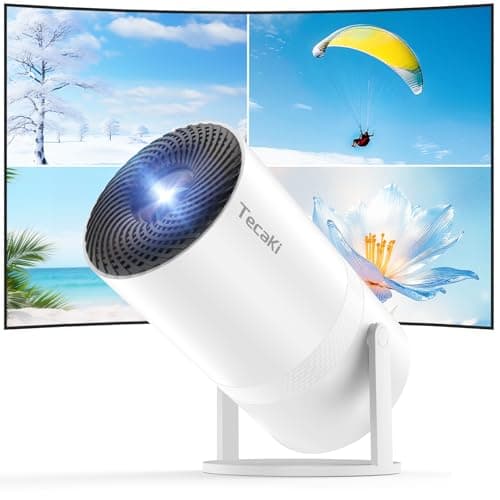 Mini projecteur Tecaki Full HD 1080P, projecteur portable avec WiFi et Bluetooth bidirectionnel, rotatif à 180°, Keyston automatique...