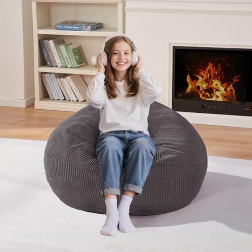 Homguava Bean Bag Chair,Teardrop Bean Bags for Teens Beanbag Chair with Memory Foam Filled and Ultra Soft Corduroy Cover for Living Room, Bedroom...
