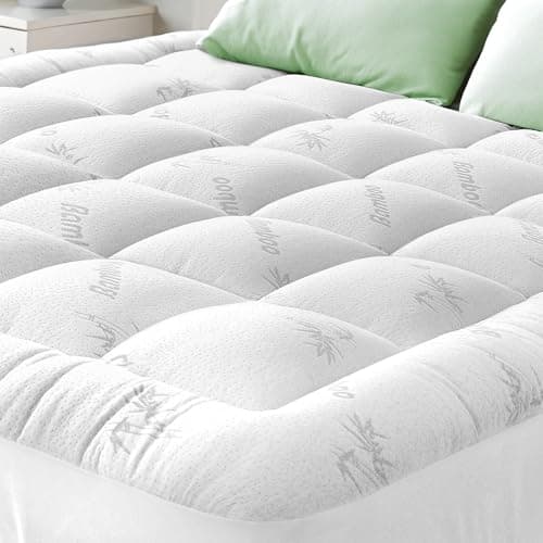 Bamboo Mattress Topper Queen Size - Thick Cooling Breathable Pillow Top Mattress Pad for Back Pain Relief - Deep Pocket Topper Fits 8-20 Inches...