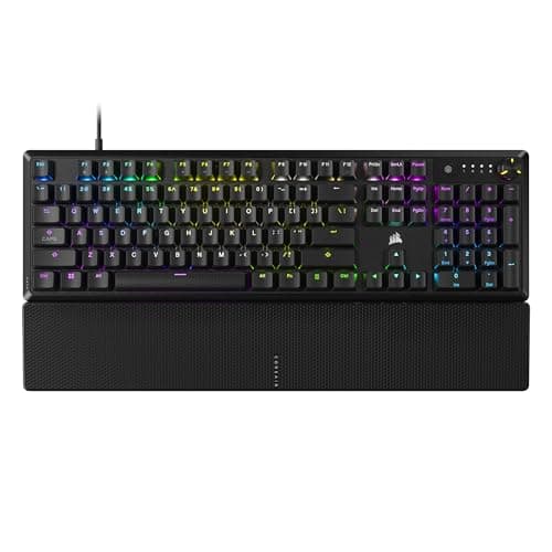 Clavier de jeu filaire mécanique CORSAIR K70 CORE RGB avec repose-mains – commutateurs linéaires rouges MLX pré-lubrifiés, SOCD, touches ABS à double tir, son...