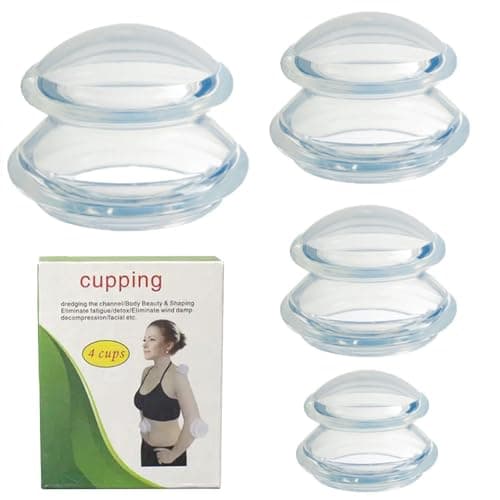 Ensemble de thérapie par ventouses, tasses de massage en silicone pour soulager et récupérer les douleurs musculaires, masseur des tissus profonds pour le dos, le cou, les genoux, les articulations et la cellulite (4 tailles)