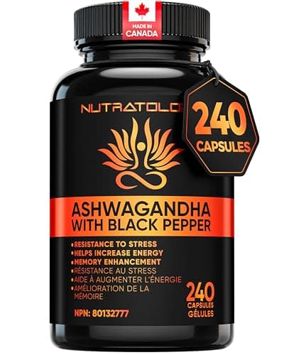 Nutratology Organic Ashwagandha | Canadian-Made | Increases Resistance To Stress & Supports Memory Enhancement - With Black Pepper For Enhanced...