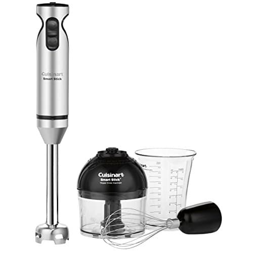 Mélangeur plongeant Cuisinart SmartStick, 2 vitesses, avec accessoire hachoir, 300 W, argent (CSB-85C)