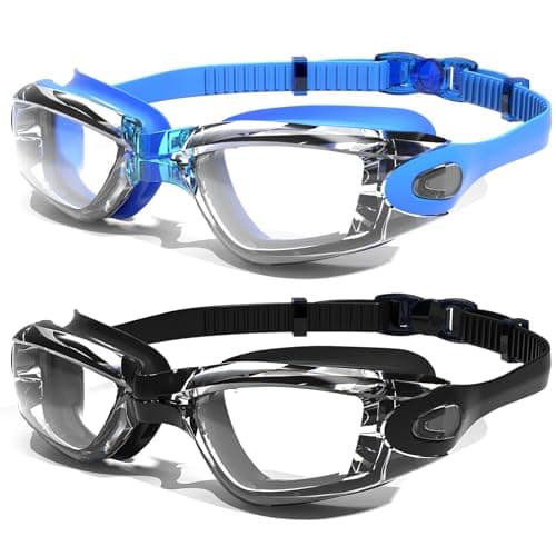 Braylin Swim Goggles, 2-Pack Swimming Goggles, Anti Fog, No Leaking For Adult Women Men Youth (01.2-pack Black(clear Lens) + Blue(clear Lens))