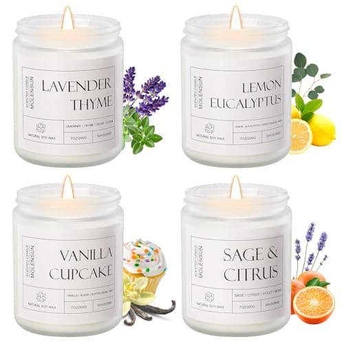 Paquet de 4 bougies parfumées pour la maison, 28 oz, bougies longue durée de 200 heures, ensemble de bougies en pot d'aromathérapie, cadeau de bougies de soja pour femmes, parfums de lavande...