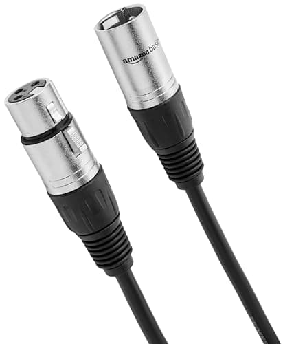 Amazon Basics XLR Male to Female Microphone Cable - 15 Feet, 2-Pack, Black