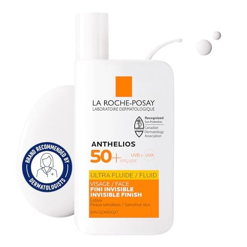 La Roche Posay Anthelios Crème Solaire Visage Ultra Fluide SPF 50+, Haute Protection UVA UVB, Fini Mat Invisible, Résistant à l'Eau et à la Sueur, Parfum...