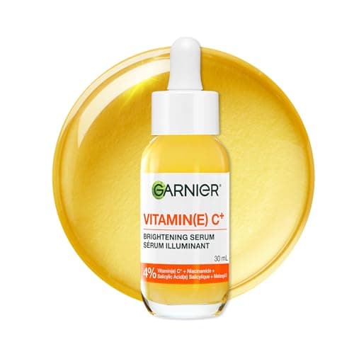 Sérum visage à la vitamine C Garnier, avec 4 % de niacinamide, d'acide salicylique et de mélasyl, sérum éclaircissant et anti-taches, pour tous les types de peau, même...