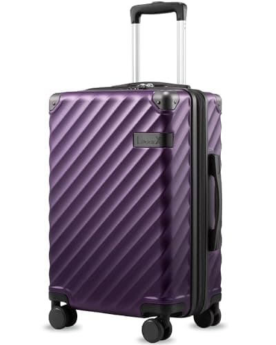 LUGGEX Bagage à main pour avions, valise à coque rigide extensible en polycarbonate pour voyager, violet