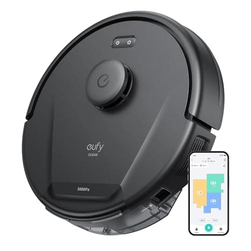 Robot aspirateur eufy L60, aspiration ultra forte de 5 000 Pa, navigation laser iPath, pour un nettoyage en profondeur des sols, idéal pour les cheveux et les sols durs