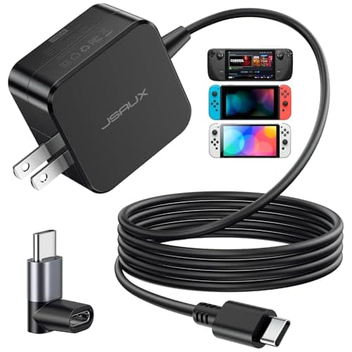 Chargeur mural JSAUX 45W USB-C pour chargeur Steam Deck avec câble de 5 pieds Type C PD 3.0 Chargeur rapide Alimentation USB C compatible avec Steam Deck/Switch/OLED,...