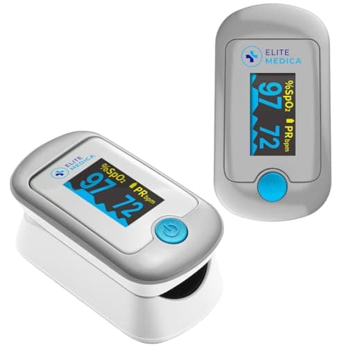 Elite Medica Premium Fingertip Pulse Oximeter, Health Canada Authorized Medical Device, Digital SpO2 Blood Oxygen Saturation Monitor & Heart Rate...