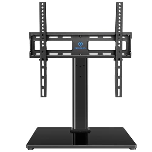 PERLESMITH Swivel Universal TV Stand/Base - Table Top TV Stand for 24-60 inch LCD LED TVs - Height Adjustable TV Mount Stand with Tempered Glass...