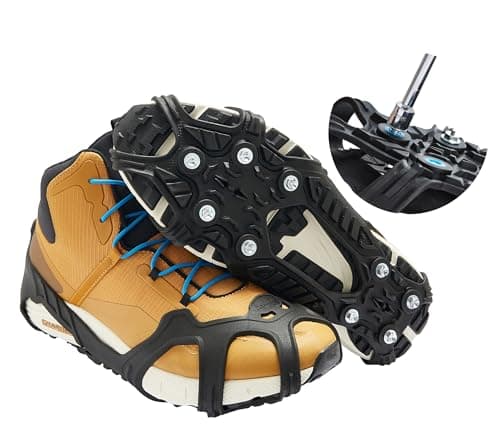 ICETRAX V5 HEX Ice Cleats, Easy to Replace Cleats, Winter Ice Grips for Shoes and Boots, StayON Toe, Reflective Heel (S/M (Men: 5-9 / Women:...