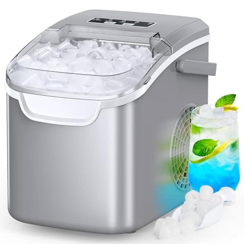 Comptoir de machine à glaçons COWSAR, machine à glaçons portable avec autonettoyage, 26,5 lb/24 heures, 8 glaçons en 6 minutes, panier à glace et cuillère, idéal pour la maison,...