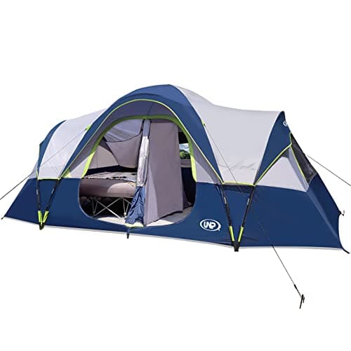 UNP Camping Tent 10-Person-Family Tents, Parties, Music Festival Tent, Big, Easy Up, 5 Large Mesh Windows, Double Layer, 2 Room, Waterproof,...
