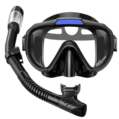 Seovediary Snorkel Set, Snorkeling Gear for Adults Anti-Fog Panoramic View Swim Mask Dry Top Snorkel Kit with Travel Bag for Snorkeling Scuba...