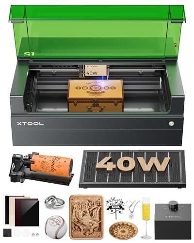 xTool S1 40W Laser Engraver and Laser Cutter for Tumblers, 23.93" x 15.16" Bed Size Laser Engraving Machine, 600mm/s Speed, Laser Engraver for Wood...