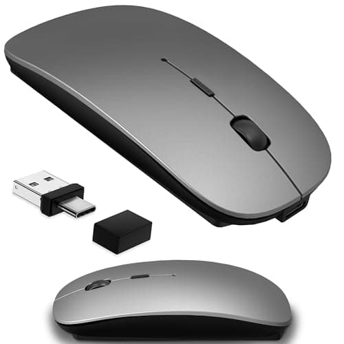 Souris sans fil Kenvala pour MacBook et iPad, Bluetooth 5.2/3.0 et 2.4G USB-C/USB-A, souris fine silencieuse rechargeable avec commutation multi-appareils et...