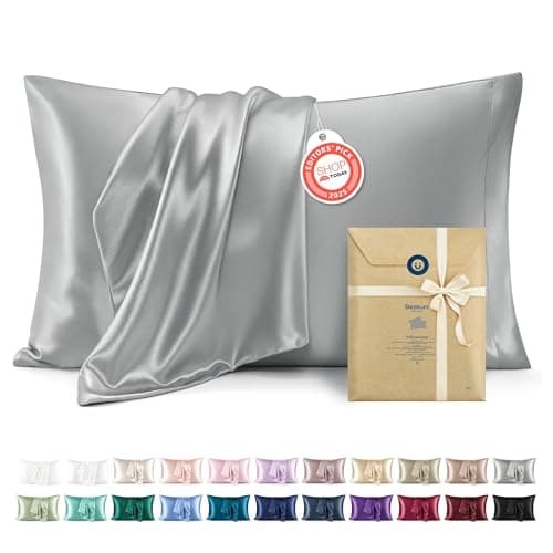 Bedsure Satin Pillow Case Queen Size 2 Pack, Similar to Silk Pillow Cases, Silky Pillowcase Covers with Envelope Closure, Room Decor Valentine...
