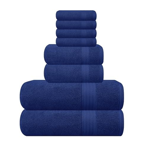 GLAMBURG Ensemble de serviettes ultra doux 8 pièces - 100 % pur coton filé à l'anneau, contient 2 serviettes de bain surdimensionnées 30x54, 2 essuie-mains 16x28, 4 débarbouillettes 13x13...