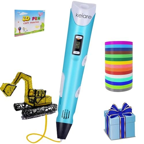 Stylo 3D pour enfants Stylo d'impression 3D Stylo Doodler 3D Stylo de dessin 3D Stylo d'écriture 3D Jouets amusants Cadeau pour les enfants Comprend 12 couleurs Recharges de filament PLA...
