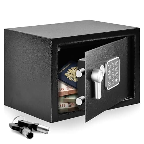 SereneLife Coffre-fort électronique robuste 13,8'' x 9,8'' Lockbox Code du clavier numérique et accès à 2 clés Coffre-fort pour petit argent pour la maison et le bureau Argent sécurisé,...