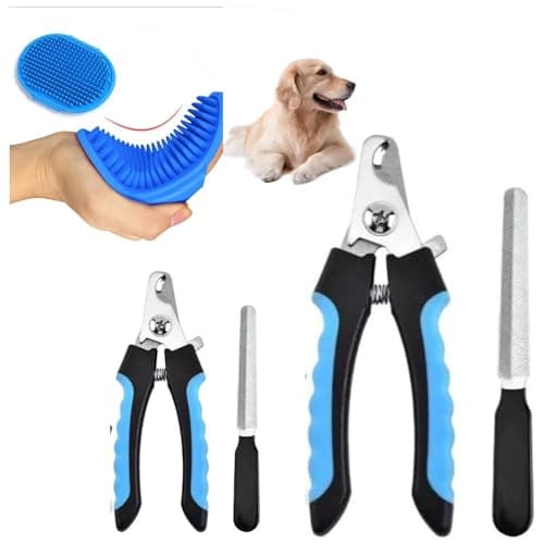 2 ensembles de coupe-ongles pour chien en acier inoxydable (grand 6,3 pouces, petit 4,7 pouces) avec protection de sécurité et lime à ongles intégrée pour des coupes précises Plus...