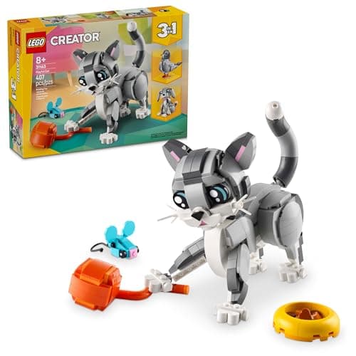 LEGO Creator 3 in 1 Playful Cat Toy - Building Toy with 3 Building Options, Cat, Dog, or Pigeon - Animal Figures for Kids, Girls and Boys, Ages 8+...
