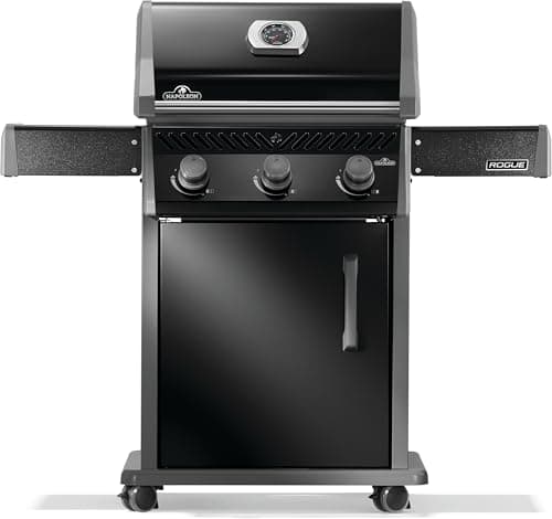 Napoleon Rogue® 425 Propane Gas Grill/BBQ, 3 Burner with Cast Iron Cooking Grates, Black